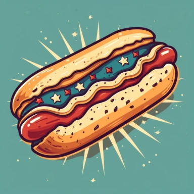 a vector clipart of a 4th of july hotdog