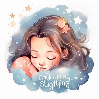 cute girl sleeping, girl with cute face, Sweet Dreams Clipart, Good night, Watercolor, extremely detailed, illustration clipart, white background