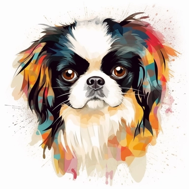 japanese chin, vector art, in the style of abstract art, clipart, white background, rounded corners