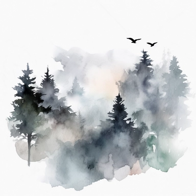 clipart, watercolor, simple, minimalist, only fog
