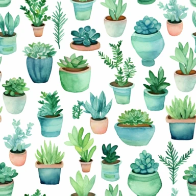 jade succulent plant clipart + white background + watercolor style