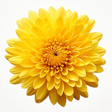 yellow Chrysanthemum, vibrant yellow, clipart, high quality, white background