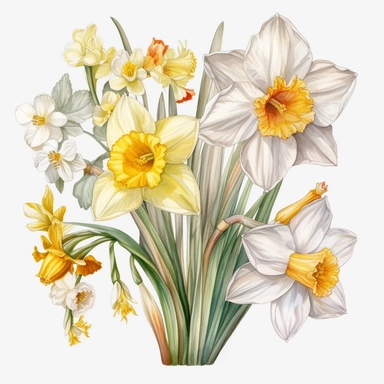 water color, daffodil, floral arrangements, wedding invites, clipart, white background