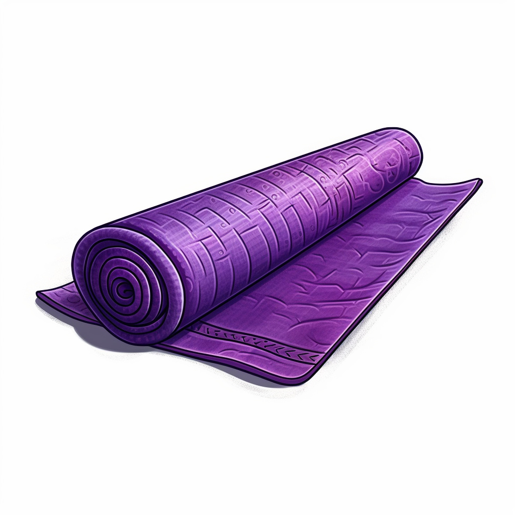 Solid white background, Detailed drawing of purple fitness mat clipart