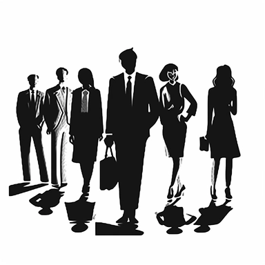 clip art of black and white outline people