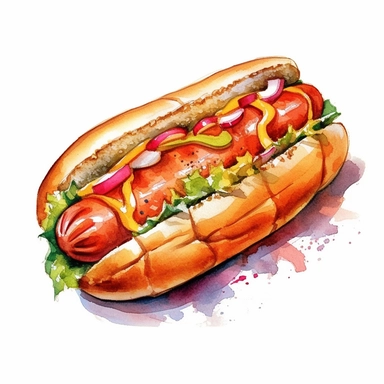 hot dog watercolor design clipart