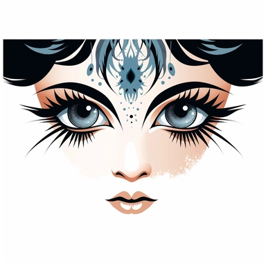 clipart illustration of huge bambi eyes with makeup and long eyelashes clipart
