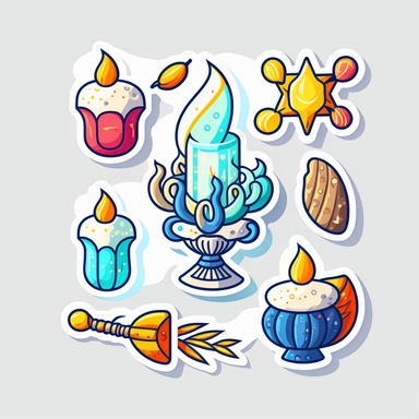 vector sticker design, Hanukkah clipart, white background, flat colors