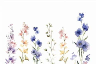 COLLECTION OF enchanted BLUE BELL FLOWERS AND LAVENDER FLOWERS flowers WATERCOLOR HAND PAINTED clipart, WATERCOLOR AIRY PASTEL COLORS, VISIBLE WATERCOLOR BRUSH TOUCHES, DREAMY AND ELEGANT, COLORFUL DREAMY FLOWERS,white background, WATERCOLOR 8k,