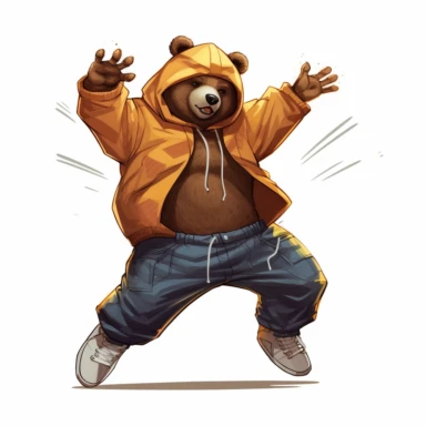 A bear wearing a tracksuit, breakdancing and performing impressive dance moves clipart