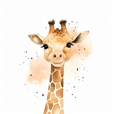 Whimsical boohoo light brown party safari animal clipart,giraffe,happy anime,cute baby giraffe , white background 2/3