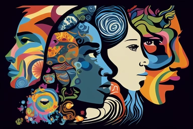 A 2d clipart that captures the essence of humanity, showcasing people from all corners of the globe, each with their unique story to tell. The image is a collage of portraits, each person gazing out at the viewer with a mixture of hope, determination, and resilience in their eyes.The background is an abstract representation of the world, a swirling mass of colors and shapes that encompasses the diversity of the subjects. The use of bright, bold hues creates a feeling of energy and vitality, whil