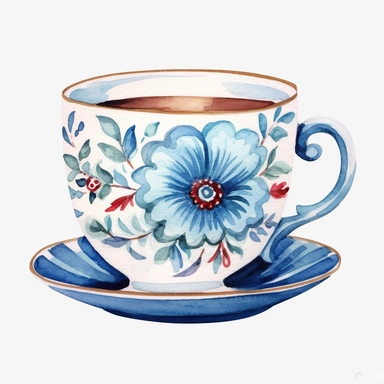 hand drawn watercolor , boho style ,boho tea cup, boho style details, boho colors, clipart, single object,png, sublimation, white background for removing background - - no text shadow font watermark