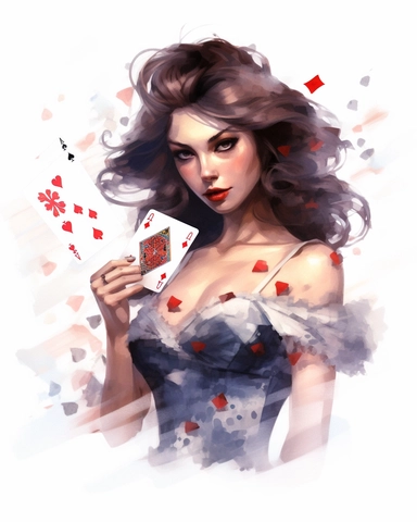 watercolour casino pin up pretty lady hd clipart white background