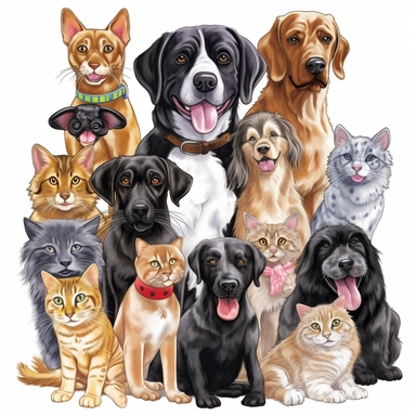 cats and dogs clip art