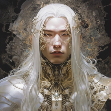 k portrait of handsome chinese boy cyborg with long white hair:1.1), muscle boy, handsome face ,intricate, elegant, highly detailed, majestic, digital photography, art by artgerm and ruan jia and greg rutkowski surreal painting (gold filigree), (masterpiece), sidelighting, (finely detailed beautiful brown_eyes:0.8), hdr, (colorful and vibrant:1.2), mystical colors, <lora:add_detail:0.4> <lora:detailed_eye:0.6> <lora:tom-holland-spiderman:0.8> <lora:JamesDoane:0.8> <lora:OC illustration:0.4> <lor