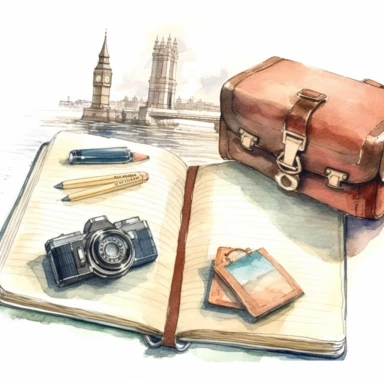 watercolour, travel journal, soft and muted nuances, high quality detail, clipart, 8k, f1
