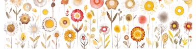 png clipart set line-art watercolor illustration flowers doodle outlines