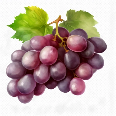 watercolor, Grapes: A juicy fruit with a sweet, refreshing flavor, grown in many countries including the United States, Italy, and Australia png Full body realistic cartoon in 32K UHD cute. 15 cm thick outline. Black color. There was no shadow on the ground. 8K with realistic watercolors and detailed illustrations. PNG clipart, transparent white background