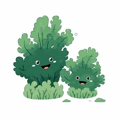 cute sea algae minimal cartoon drawing clipart, for nursery room, cute, friendly, simple, no face on white background