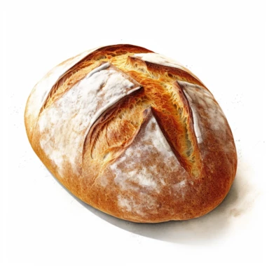 a beautiful loaf of bread, white background, clipart style