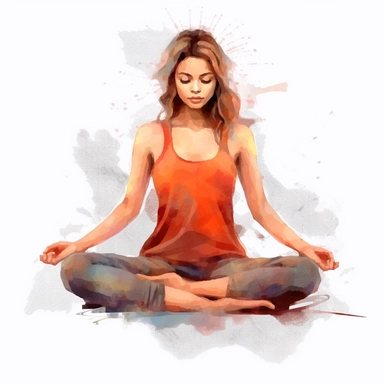 watercolor, woman practicing yoga png Full body realistic cartoon in 32K UHD cute. 15 cm thick outline. Black color. There was no shadow on the ground. 8k with realistic watercolors and detailed illustrations. PNG clipart, transparent white background