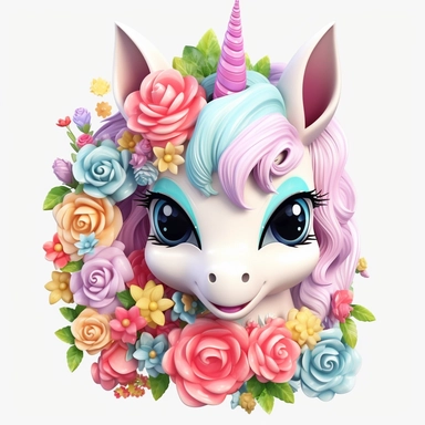 White background Clipart 3D cute painting of an adorable baby unicorn with big baby blue eyes shy little with roses pastel pinks roses and reds roses all around pastel colourful flowers vivid clear detailed roses pansies and lavender all around clipart detailed cartoon style cartoon of happy cute little tiger beautiful sparkling and pearls Clipart image shimmer and shells and starfish pastel flowers all around pastel light colors gorgeous hyper realistic big glass blue eyes for detail the hyper 