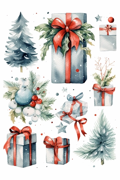 water color clipart christmas bundle