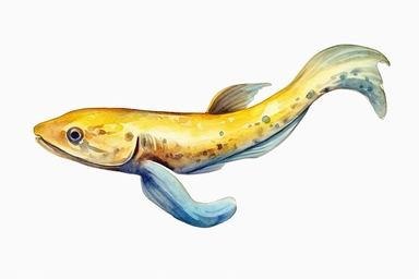Watercolor, Banana Eel Fish, clipart, hd, on a white background, spaced out