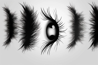 real eyelashes on a white background in silhouette style white background, fake eyelashes svg clipart, Photoshop brushes, negative space + Sharp + realistic, photo realistic, cinematic, symmetrical, high detail,