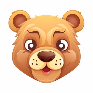 fantasy happy cute bear face, cartoon, clipart, mascot, isolated on white background