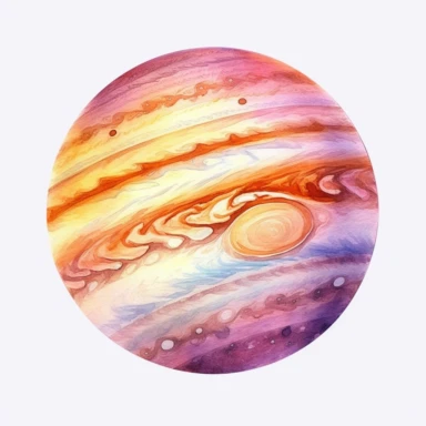 planet jupiter watercolor clipart with white bakcground