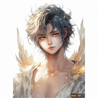 a handsome relistic looking man,alchemy of the soul, Takehisa Yumeji's art style, soft, glowing watercolour clipart, isolated clipart, white background