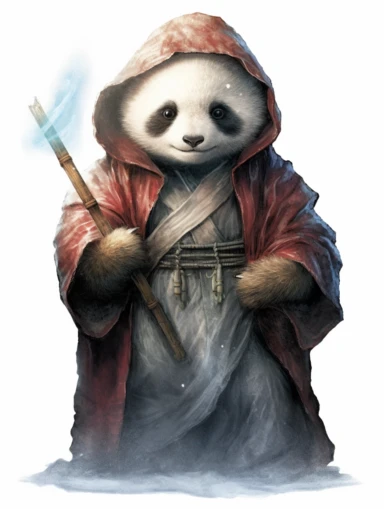tarot card with panda Cub as Jedi master, clipart png, WHITE BACKGROUND, photorealistic, painting, watercolor, 8k, ultra details,