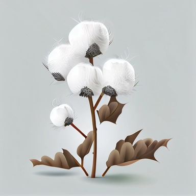 clipart, vector, white cotton ball plant stems, on white background, extreme detail, photo realistic, 8k