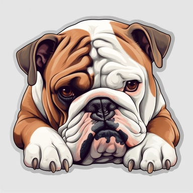 free download aibo sticker Bulldog dog sticker free vector psd and clipart, two dog paws clinging to the front, face to camera, in the style of james bullough, strong facial expression, video glitches, 32k uhd, toby fox, manga-influenced