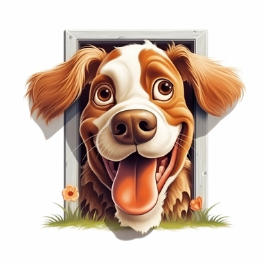 Cute Beautiful Happy Face Funny Dog Outside The Window Sublimation Clipart ,Cartoon,hyper realistic, intricate detail, illustration style,high solution,on the white background