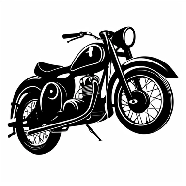 Motorcycles car clip art, black and white, very simple, logo design, clip art