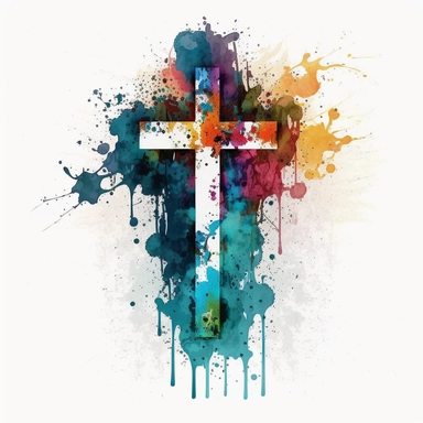 artistic water color style christian cross clip art