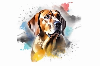 Watercolor, Bavarian Mountain Hound Mammal, clipart, hd, on a white background, spaced out