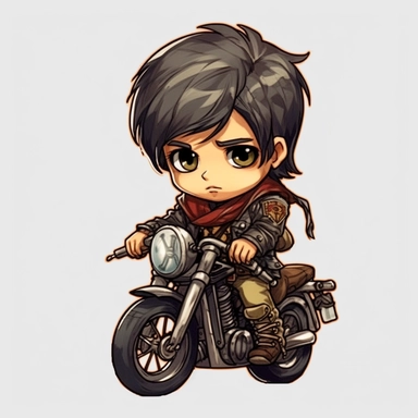 Comfy elvish chibi boy, punk rock mix arabian, smirky faces with a bike, smiley faces, mad max jacket, renaissance, cables on his body, grunge aesthetic, eid, wallpaper tall , rich color, clipart