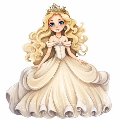 clipart, a fairytale princess, isolated on white background