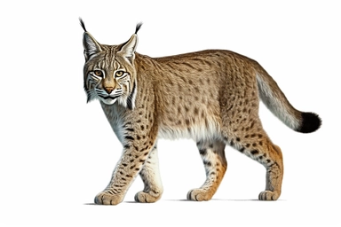 Bobcat animal, realistic, clipart, 16k, isolated on white background, spaced out ,