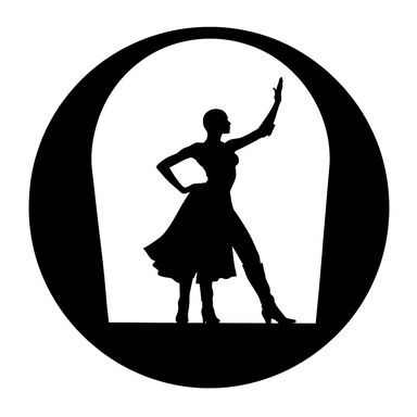 silouette of a performer for a performing arts logo, black clipart, not overly detailed, unisex outline, depicting theatre, dance and or singing