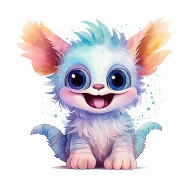 extremely cute and happy pastel baby llame, big teeth smile, big eyes, four legs, vibrant watercolor clipart, isolated white background, 8k