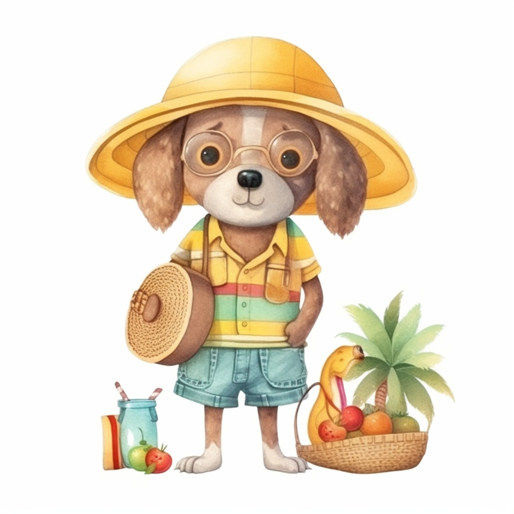 dog summer cliparts