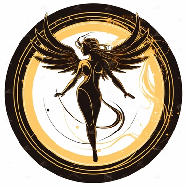 trasparent background abstract symbol simple faction D&D TTRPG halo angel female figure magic symbol svg clipart magic tattoo abstract glowing halo golden space station