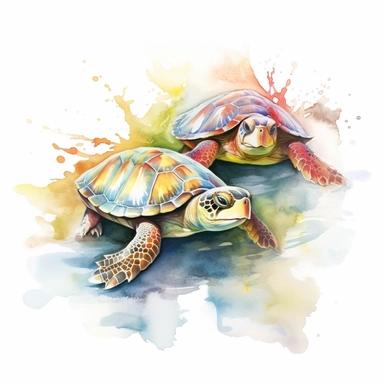 watercolour illustration free brushstrokes, beautiful and joyful, baby turtles, mark brooks, naturecore, animal clipart, isolated on a white background