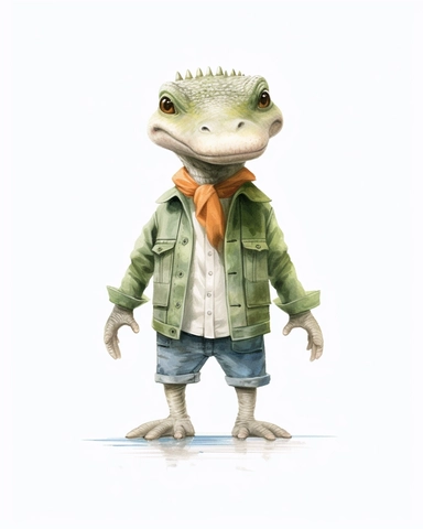a realistic baby crocodile clipart with watercolor illustration, full body shot ,8k, style of Bohemian, style of Anna Süßbauer and Jon Klassen,vector, Vector, white background,Solid Background, Sharpness and clarity, masterpiece, trending on Artstation and Dribbble.