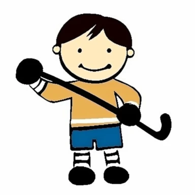 clipart of hockey player, white background, characiture